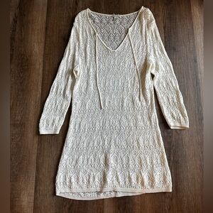 Cream Lace Knit Cover-up Dress